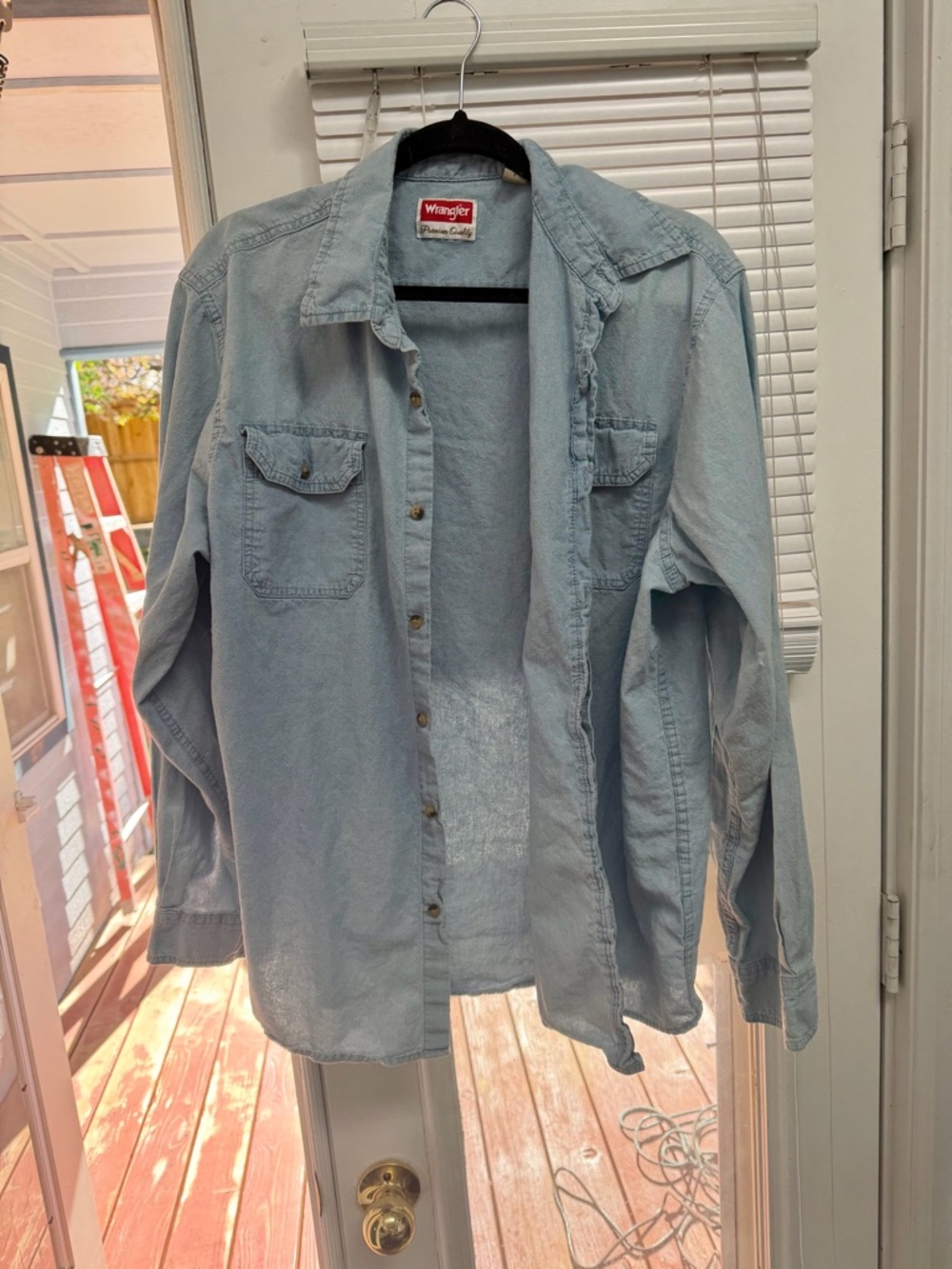 Wrangler Light Wash Denim Button-Up Shirt
